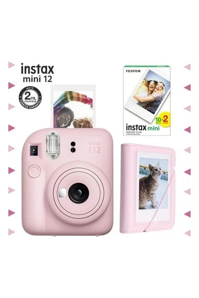 Instax Mini 12 Pembe Fotoğraf Makinesi-20'li Film ve Mini Albüm Seti ürün görseli 1