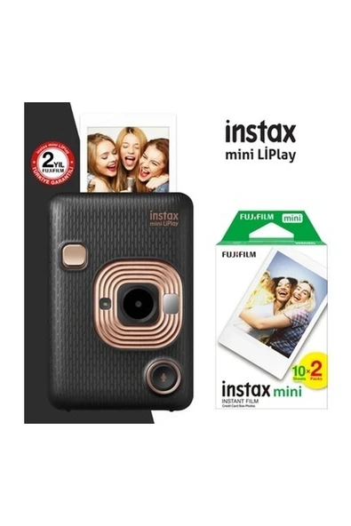 Instax Mini Liplay Hybrid Elegant Black Fotoğraf Makinesi 20'li Mini Film ürün görseli 1