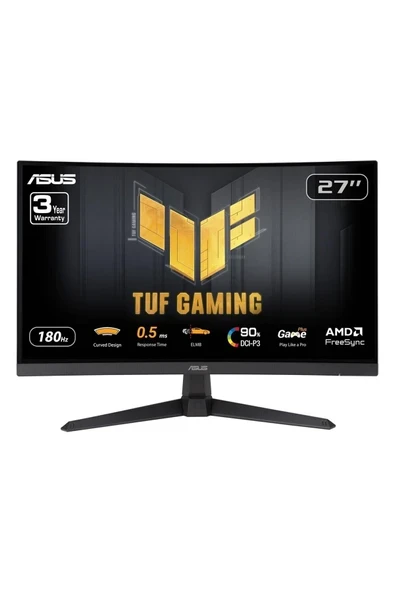 TUF Gaming VG27WQ3B 27\" 180Hz 0.5Ms HDMI+DP HDR WQHD FreeSync VA Curved Vesa Monitör ürün görseli 1