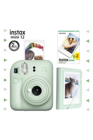 Instax Mini 12 Yeşil Fotoğraf Makinesi-20'li Film ve Mini Albüm Seti ürün görseli 1