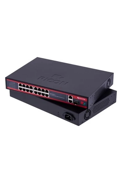 Ricon RSB163GEP+U 16 Port-Gigabit Power Over Ethernet Unmanaged Switch ürün görseli 1