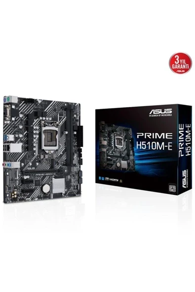 Asus Prıme H510M-E Intel H510 Lga1200 DDR4 3200 Dp Hdmı Vga M2 Usb3.2 Aura Rgb Matx (Prıme H510M-E) Anakart ürün görseli 1