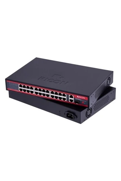 Ricon RSB243GEP+U 24 Port Gigabit Power Over Ethernet Unmanaged Switch ürün görseli 1