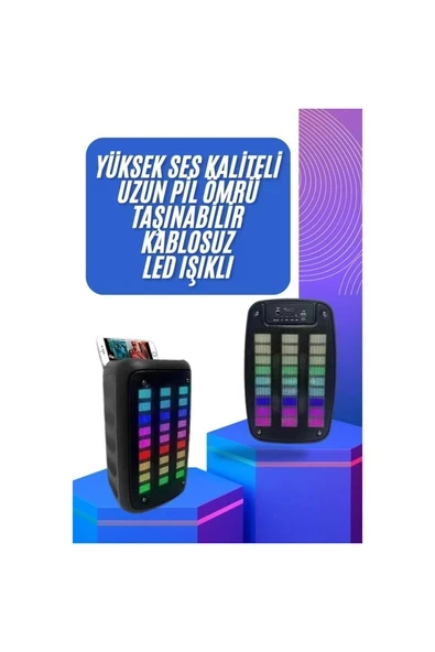 Taşınabilir 6.5 inç LED Bluetooth Kareoke Hoparlör RGB Işıklı Radyolu ürün görseli 1