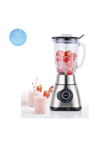 Gri Inox Buz Kırma Fonksiyonlu 1800W Cam Hazneli Smoothie Blender 3 Kademeli Cam 2 Yıl 50 Hz / 60 H ürün görseli 1