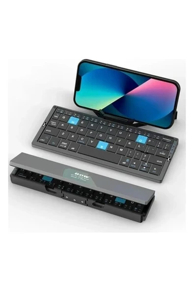 Manyetik Standlı Katlanabilir Bluetooth Klavye Siyah ürün görseli 1