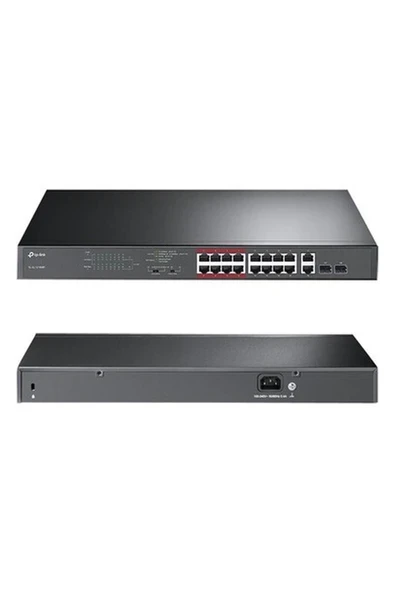 TP-Link TL-SL1218MPE Jetstream 10/100 Mbps 16 Port 192W Poe Swıtch + 2 Port Gıgabıt ürün görseli 1
