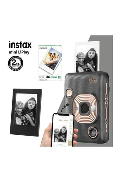 Fujifilm Instax Mini Liplay Hybrid Elegant Black Fotoğraf MAKINESI-10LU Mini Film ve Çerçeve ürün görseli 1