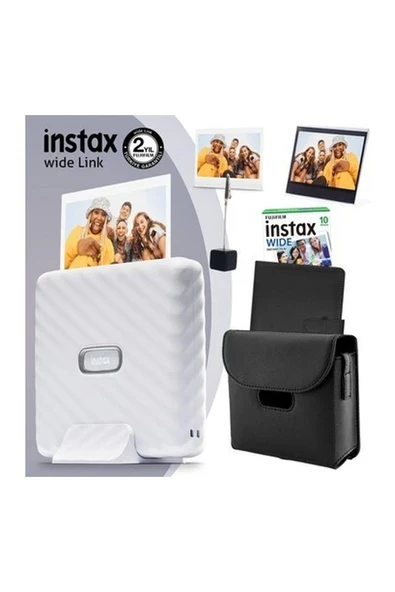 Instax Wide Link Beyaz Yazıcı 10'lu Film Deri Kılıf Albüm Pleksi Çerçeve ve Kıskaçlı Stand ürün görseli 1