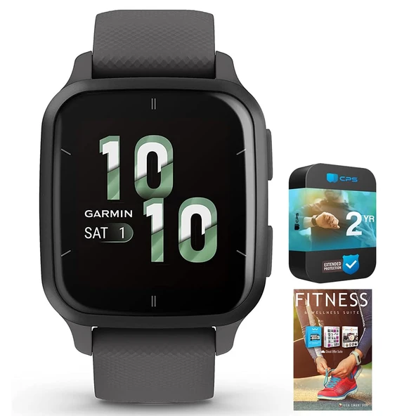 Garmin 010-02701-00 Venu Sq 2 GPS Smartwatch Slate Bezel with Shadow Gray Case and Silikon Band Sche with Tech Smart USA Fitness & Wellness Suite and 2 YR CPS Geliştirilmiş Koruma Paketi ürün görseli 1