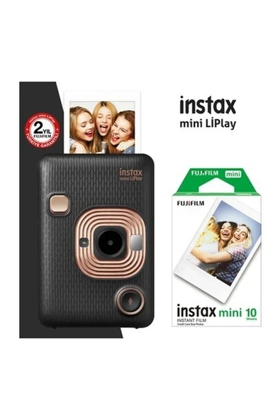 Instax Mini Liplay Hybrid Elegant Black Fotoğraf Makinesi 10'lu Mini Film ürün görseli 1