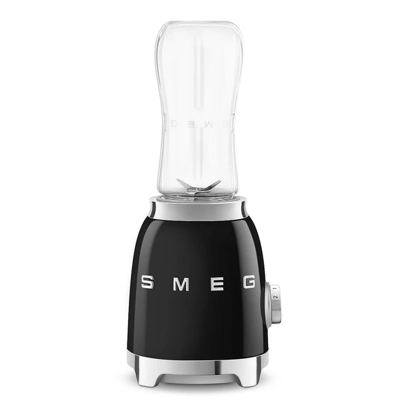 Smeg, Kişisel Blender PBF01BLEU, 2 hız ayarı, paslanmaz çelikten yapılmış çift bıçak, 2 x 600 ml şişe dahil, kaymaz taban, entegre kablo sarıcı, 300W, siyah ürün görseli 1