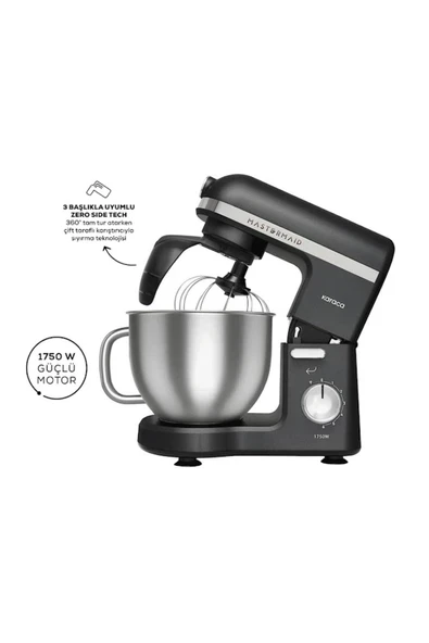 Mastermaid Chef Pro Çift Kollu Stand Mikser Matte Black Silver 1750 W ürün görseli 1