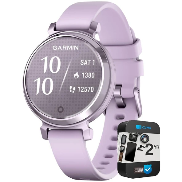 Garmin 010-02208-01 Lily 2 Smartwatch Metallic Lilac ile Lilac Silikon Band | Resmi ABD Ortak Modeli | Sche with 2 YR CPS Geliştirilmiş Koruma Paketi ürün görseli 1