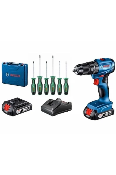 Bosch Gsb 185-LI Darbeli Kömürsüz Çift Bataryalı ve Bosch 6 Lı Tornavida Seti Hediye ürün görseli 1