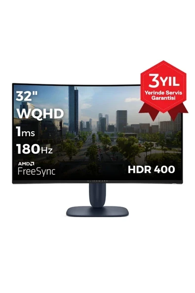 Dell Alienware AW3225DM 32 2560X1440 Wqhd 180Hz 1ms HDMI Dp Hdr 400 Freesync Curved Gaming Monitör ürün görseli 1
