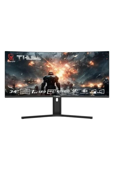 Thull TJ-WQHD34C-180 Vision 34" 1ms 180Hz Wqhd (2xhdmı+2xdp) Va Frameless Curved Gaming Monitör ürün görseli 1