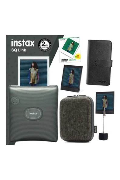 Fujifilm Instax Sq Link Yeşil Yazıcı 20LI Square Film Kılıf Albüm Pleksi Çerçeve ve Kıskaçlı Stand ürün görseli 1