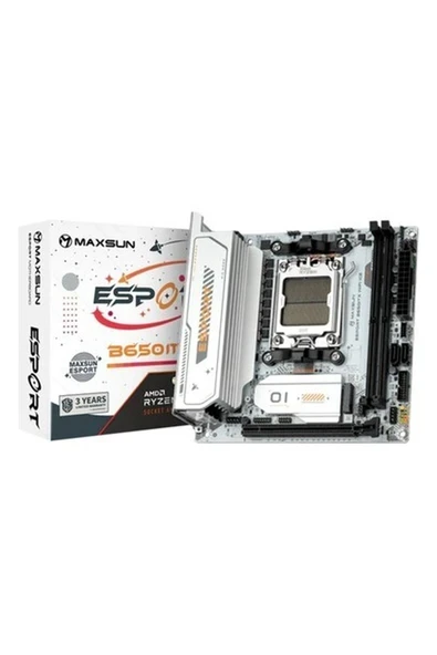 Maxsun Esport B650ITX Wıfı Ice Am5 Ddr5 8000MHZ M.2 HDMI Itx Amd Anakart Beyaz ürün görseli 1