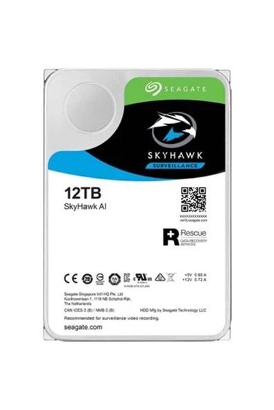 SkyHawk AI 12TB 7200rpm 256MB Sata3 7/24 Güvenlik 3.5'' Harddisk (ST12000VE001) ürün görseli 1