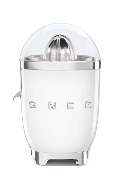 SMEG CJF01WHEU narenciye sıkacağı, paslanmaz çelikten yapılmış, menteşeli kapaklı damlama önleyici ağız, damlamayı önler, beyaz ürün görseli 1