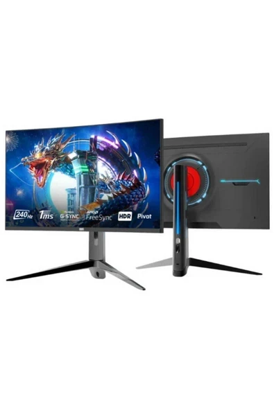Dragos Vısıon V27240 27 Inç 1ms 240hz Dp HDMI Fhd Curved Pivot Hoparlörlü Pro Gaming Monitor ürün görseli 1