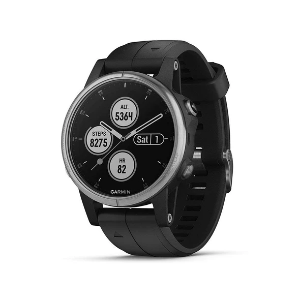 Garmin fhinonix 5 Plus, Premium Multisport GPS Smartwatch, Color Topo Maps, Kalp İzleme, Müzik ve Pay, Black/Silver ürün görseli 1