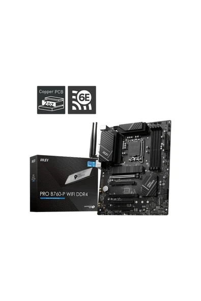 Pro B760-P Wifi Ddr4 İntel B760 Soket 1700 Ddr4 5333(Oc)Mhz Atx Gaming Oyuncu Anakart ürün görseli 1