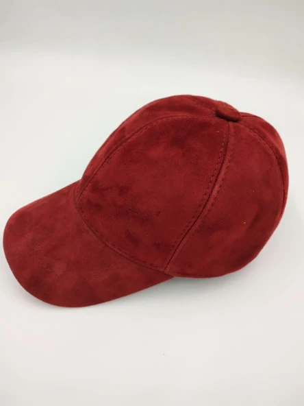 Süet Deri Beyzbol Kep Bordo Renk ürün görseli 1