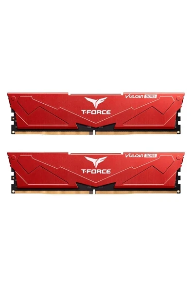 Corsair Team T-Force Vulcan Red 32GB(2X16GB) 6400MHZ Ddr5 Gaming Ram CL40 (FLRD532G6400HC40BDC01) ürün görseli 1