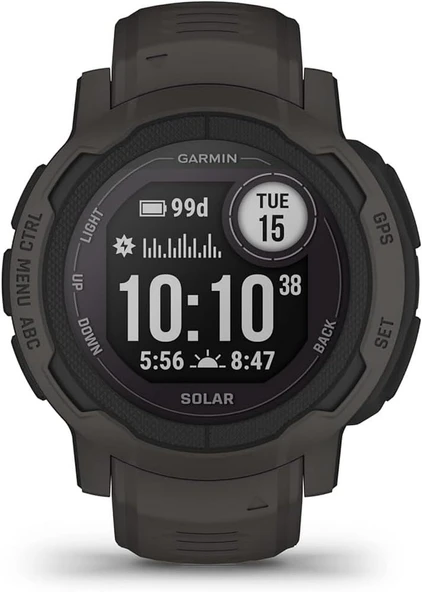 Garmin Instinct 2 Solar, GPS Açık İzle, Güneş Şarjleri, Multi-GNSS Desteği, Tracbak Routing, Graphite ürün görseli 1