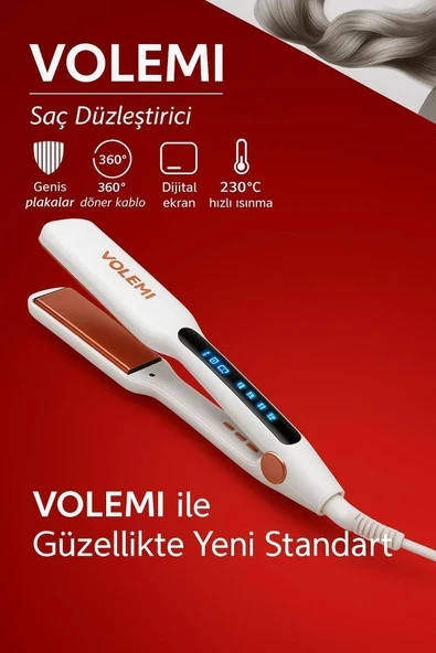 V-0099 Geniş Plakalı Saç Düzleştirici | Hızlı Isınma, Dijital LED Ekran, Parlak ve Pürüzsüz Saçlar ürün görseli 1