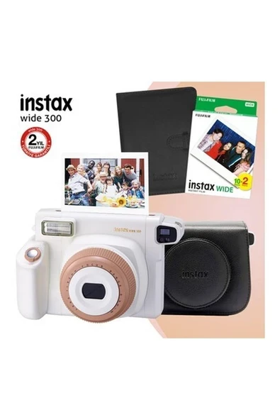 Fujifilm Instax Wide 300 Toffe Beyaz Fotoğraf Makinesi ve Hediye Seti 1 ürün görseli 1