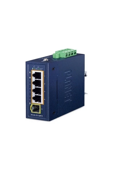 Compact Industrial 4-port 10/100/1000t 802.3at Poe + 1-port 100/1000x Sfp Ethernet Switch Tdrtr ürün görseli 1