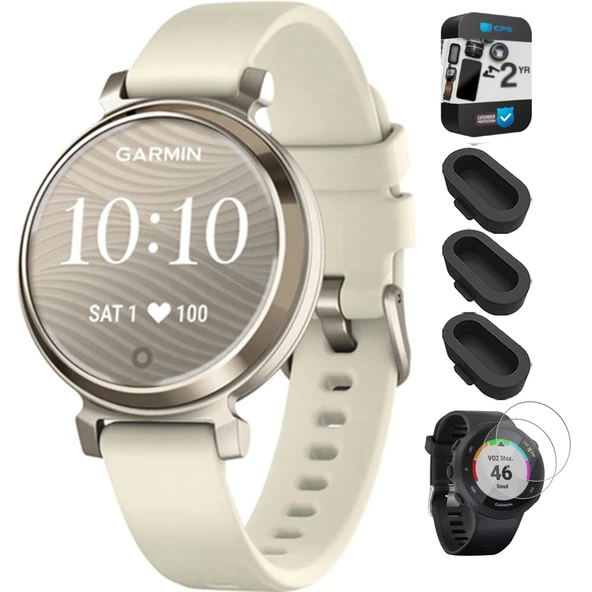 Garmin 010-02208-00 Lily 2 Smartwatch Cream Gold with Coconut Silikon Toz Cover 3 Pack, Tempered Glass Ekran Koruyucu 2 Pack ve 2 YR CPS Geliştirilmiş Koruma Paketi ürün görseli 1