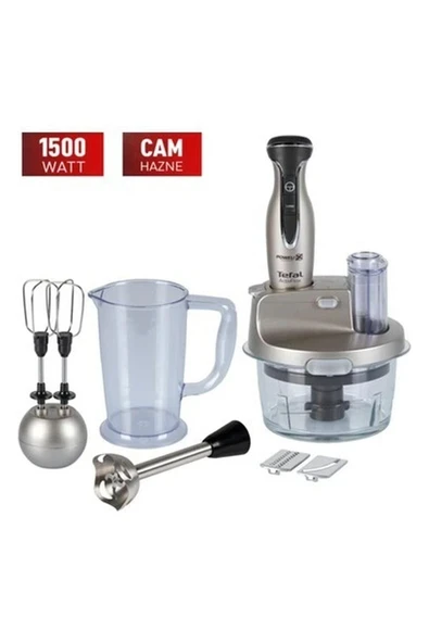 Tefal Gelişmiş Teknolojisiyle En Iyi Kesme Açısını Sunan Buz Kırma Özellikli 15 Yıl Onarım Garantili Cam Hazneli 1500 W Blender Seti Gümüş ürün görseli 1