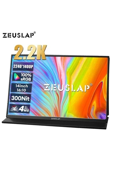 Zeuslap Z14K 14'' 2240X1400 60Hz Ads-Ips Panel TYPE-C,100% Srgb Ultra Ince Taşınabilir Monitör (ZL-Z14K) ürün görseli 1