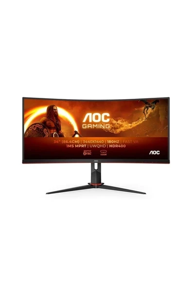 AOC CU34G2XP/BK 34"180Hz 1ms WQHD HDR400 Fast VA Curved Oyuncu Monitörü ürün görseli 1