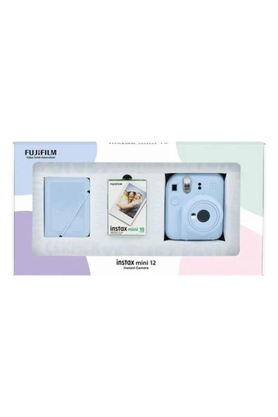 Fujifilm Instax Mini 12 Mavi Fotoğraf Makinesi 10'lu Film ve 28'li Mini Albüm Bundle Box ürün görseli 1