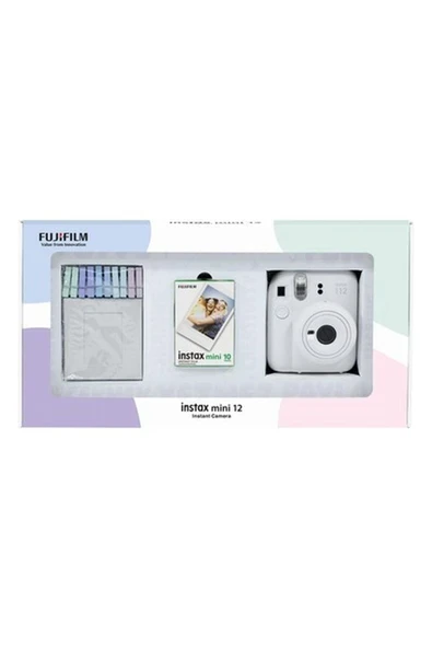 Fujifilm Instax Mini 12 Beyaz Fotoğraf Makinesi 10'lu Film ve Mandal Bundle Box ürün görseli 1