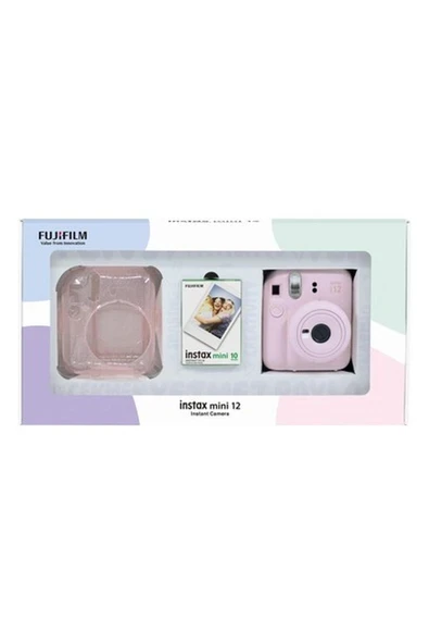 Fujifilm Instax Mini 12 Pembe Fotoğraf Makinesi 10'lu Film ve Pleksi Kılıf Bundle Box ürün görseli 1
