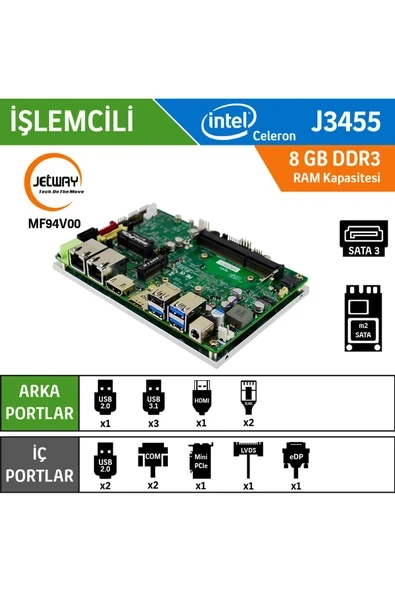 MF94V00 Intel Celeron J3455 Fansız Endüstriyel 3.5\" Anakart ürün görseli 1