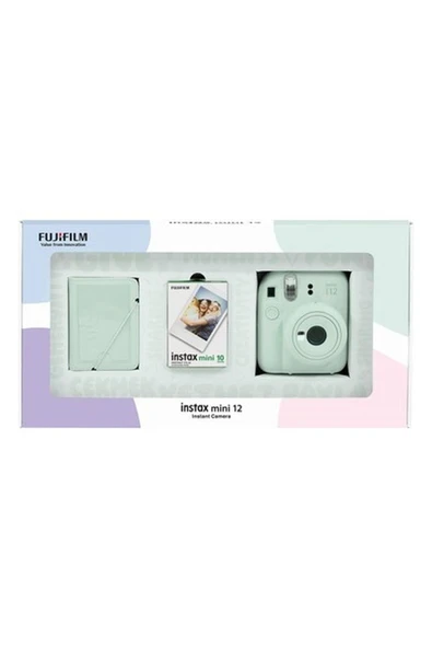 Fujifilm Instax Mini 12 Yeşil Fotoğraf Makinesi 10'lu Film ve 28'li Mini Albüm Bundle Box ürün görseli 1
