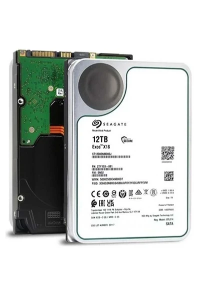 Exos EnterPrise X18 12TB 7200rpm 256MB Sata3 NAS 3.5'' Harddisk (ST12000NM000J) ürün görseli 1