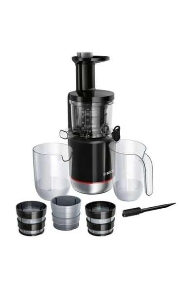 Bosch MESM731M VitaExtract Yavaş Sıkım Katı Meyve Sıkacağı, VitaExtract, 150 W, Siyah, Fırçalanmış paslanmaz çelik ürün görseli 1