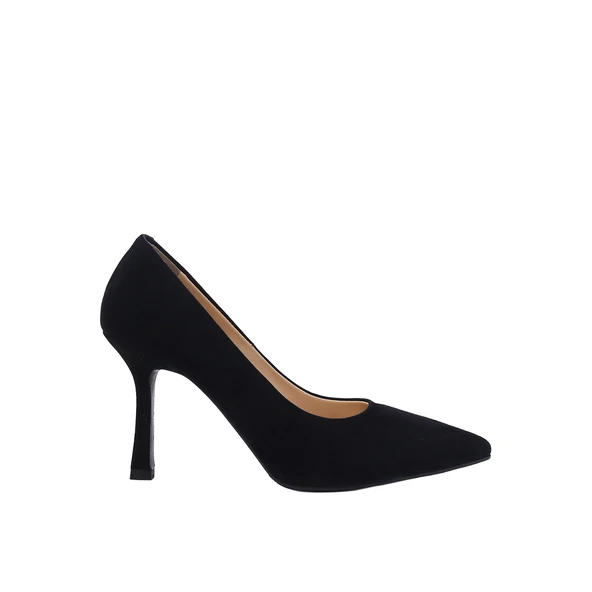 Hakiki Deri Stiletto Disparita 26301 İnce Topuk Kadın Ayakkabı  SİYAH SÜET 37 ürün görseli 1