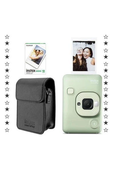 Instax Mini Liplay Hybrid Matcha Green Fotoğraf Makinesi 10'lu Film ve Deri Kılıf Hediye Seti ürün görseli 1