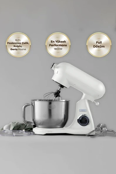 Karaca Powercast Chef Döküm Stand Mikser Cream Mutfak Şefi 1800W 6,2 Lt ürün görseli 1