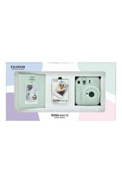 Fujifilm Instax Mini 12 Yeşil Fotoğraf Makinesi 10'lu Film ve Pvc Albüm Bundle Box ürün görseli 1