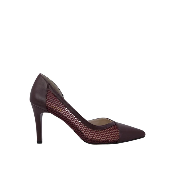 Hobby 26757 Deri Stiletto Kadın Ayakkabı File Detaylı   BORDO 36 ürün görseli 1